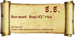 Beranek Boglárka névjegykártya